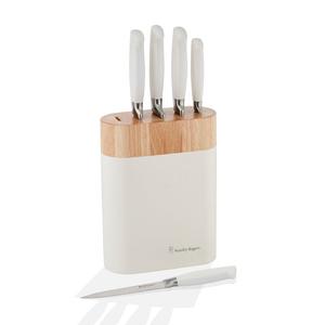 White Oval Knife Block 6 Piece  Set