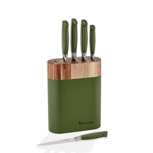 Olive Oval Knife Block 6 Piece  Set