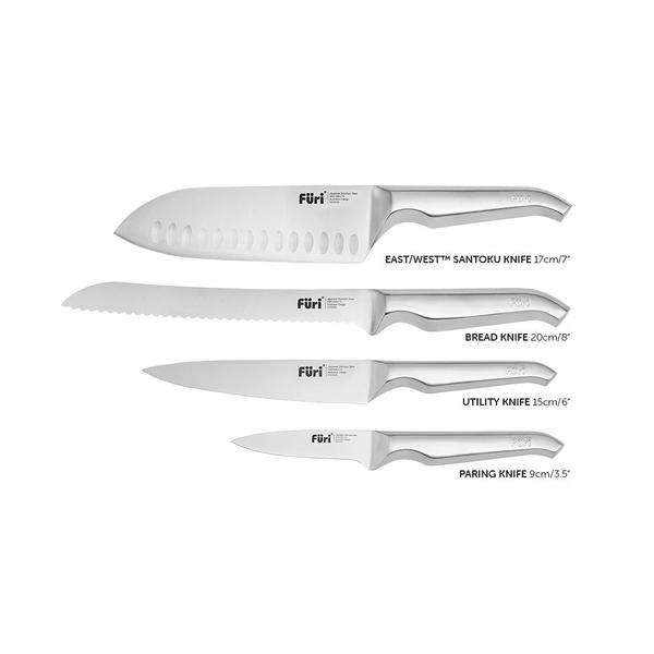 Pro Black Stainless Steel Knife Block Set 5 Piece
