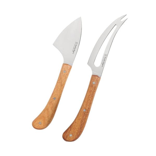 Pistol Grip Acacia 2 Piece Cheese Knife Set