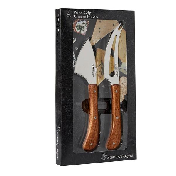 Pistol Grip Acacia 2 Piece Cheese Knife Set