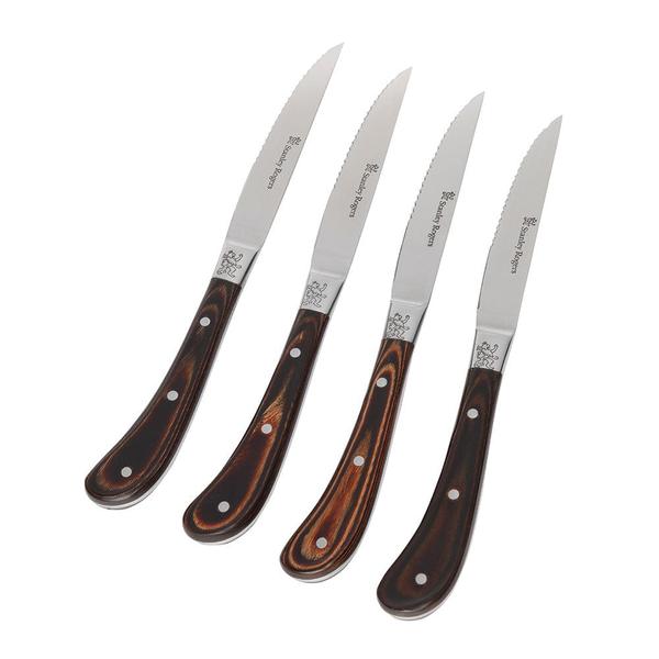Pistol Grip Woodland Steak Knives 4 Piece Set