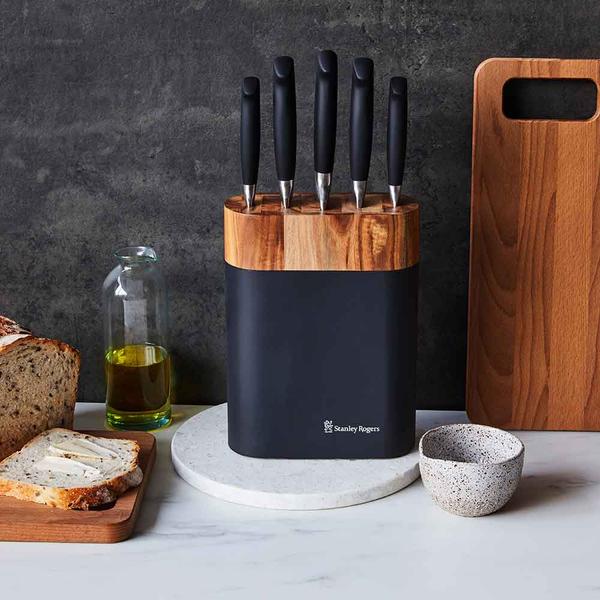 Black Oval Knife Block  6 Piece Set