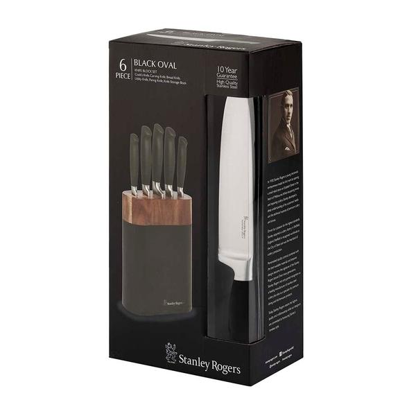 Black Oval Knife Block  6 Piece Set