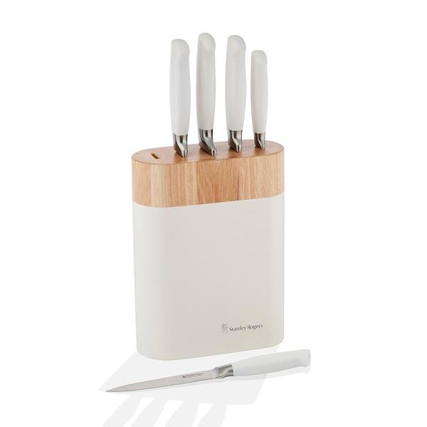 White Oval Knife Block 6 Piece  Set