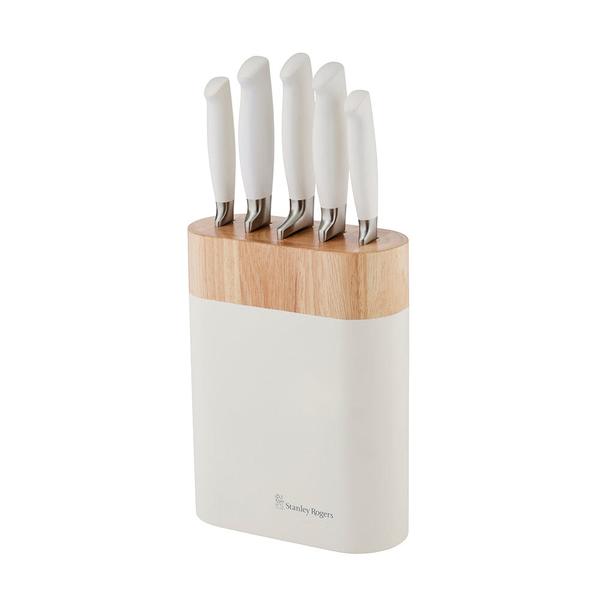 White Oval Knife Block 6 Piece  Set