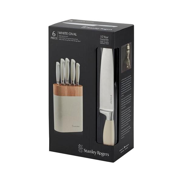 White Oval Knife Block 6 Piece  Set