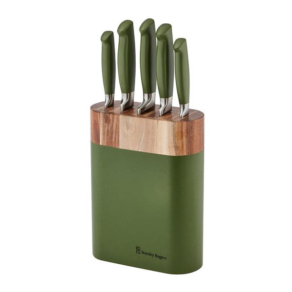 Olive Oval Knife Block 6 Piece  Set