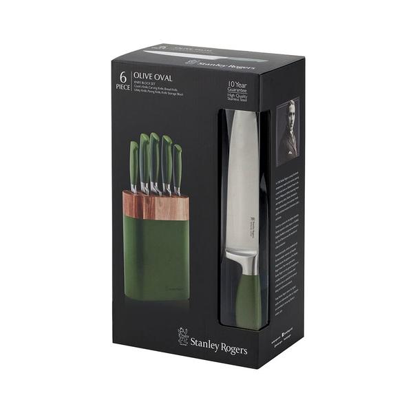 Olive Oval Knife Block 6 Piece  Set
