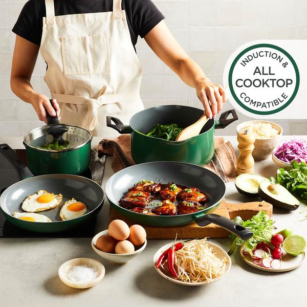 PureCook Ceramic Non-Stick Saucepan 16cm with Glass Lid
