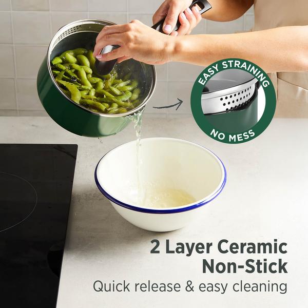 PureCook Ceramic Non-Stick Saucepan 20cm with Glass Lid