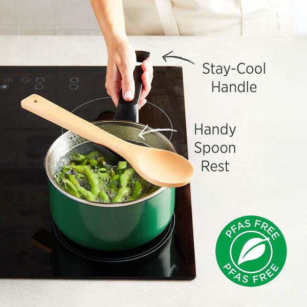 PureCook Ceramic Non-Stick Saucepan 20cm with Glass Lid