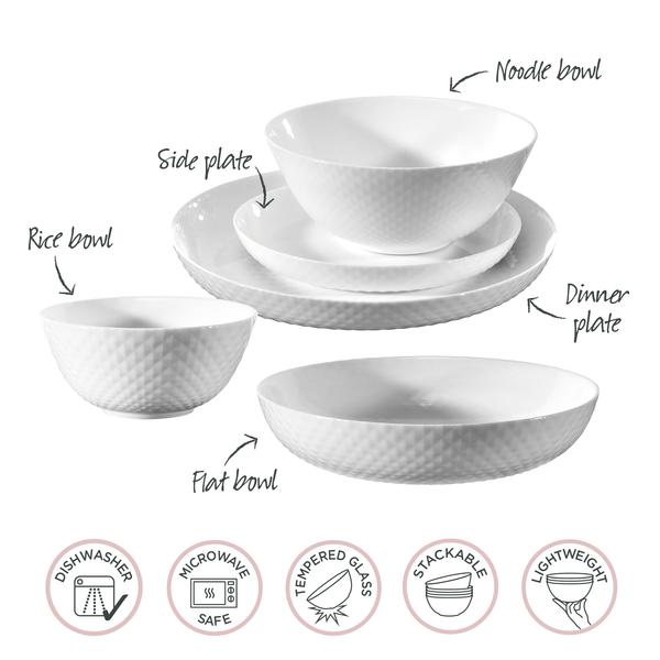 Diamond White Tempered Glass Rice Bowl 12cm x 5.5cm