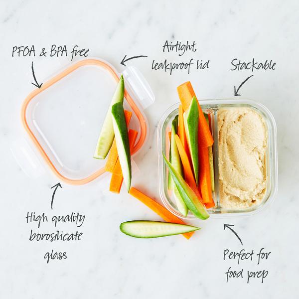 Glass Food Container Square Divided 500ml